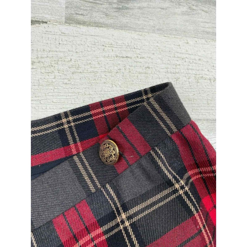 Casual Corner Annex Maxi Wrap Skirt Womens 6 Petite Red Plaid Vintage Holiday - Picture 6 of 12